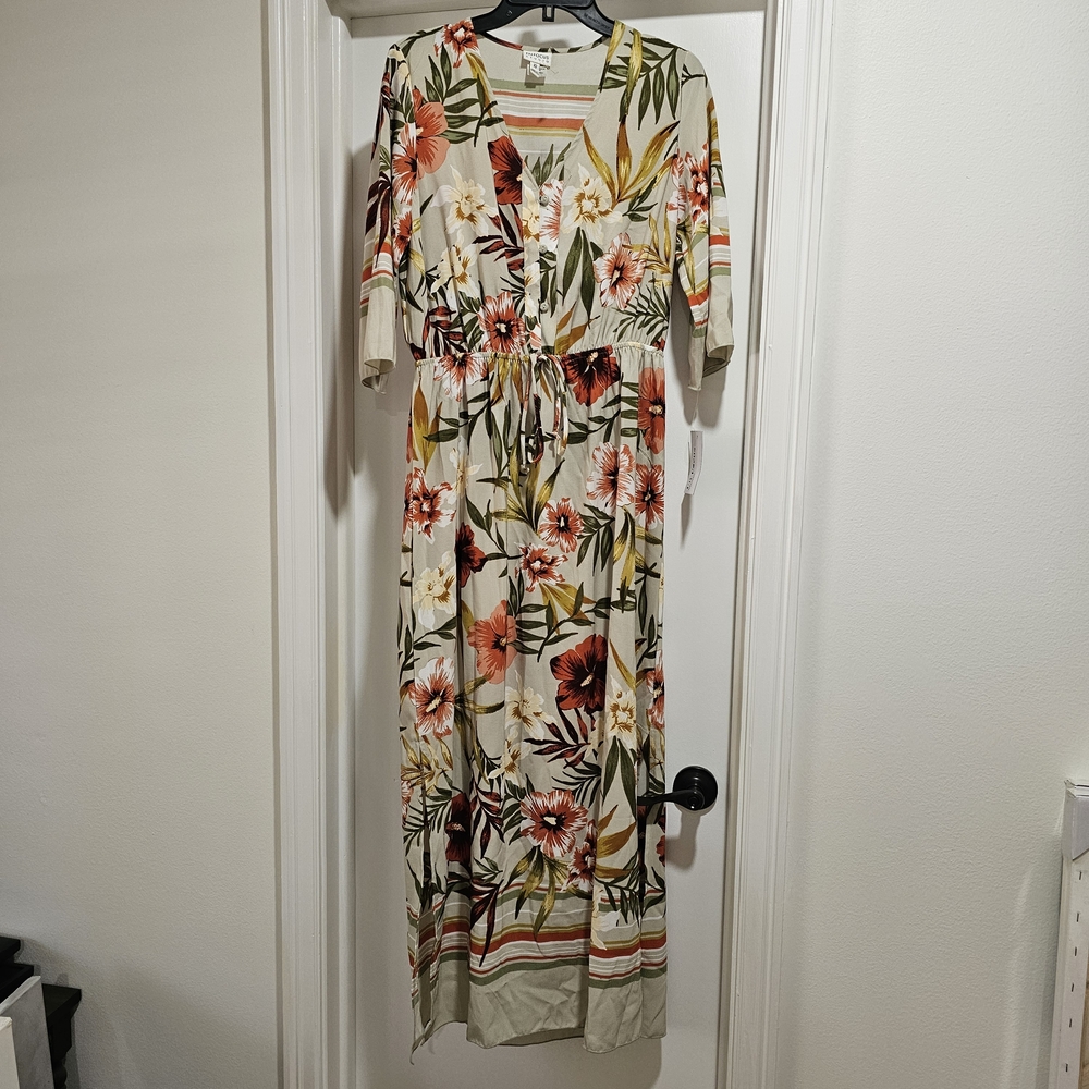 Enfocus Studio Floral Maxi Dress - Cream and Red